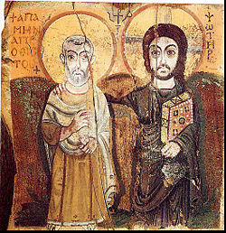 Christ and Saint Menas. A 6th-century Coptic icon from Egypt (Musee du Louvre)